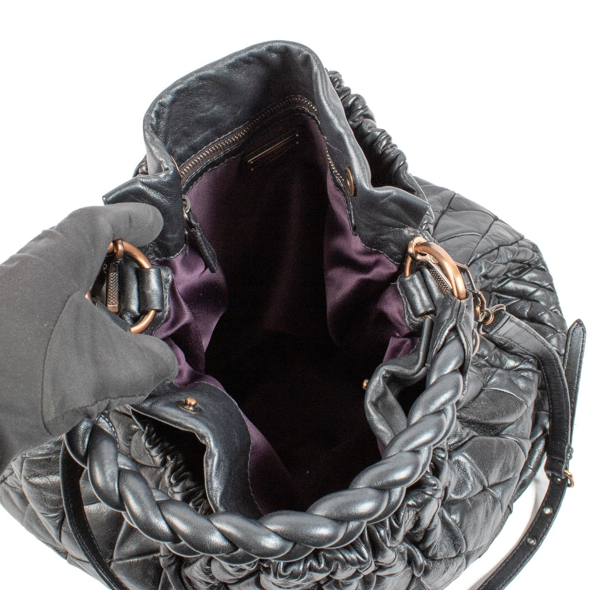 shop 100% authentic second hand Miu Miu Blue Metallic Matelassé Hobo Bag on Labellov.com