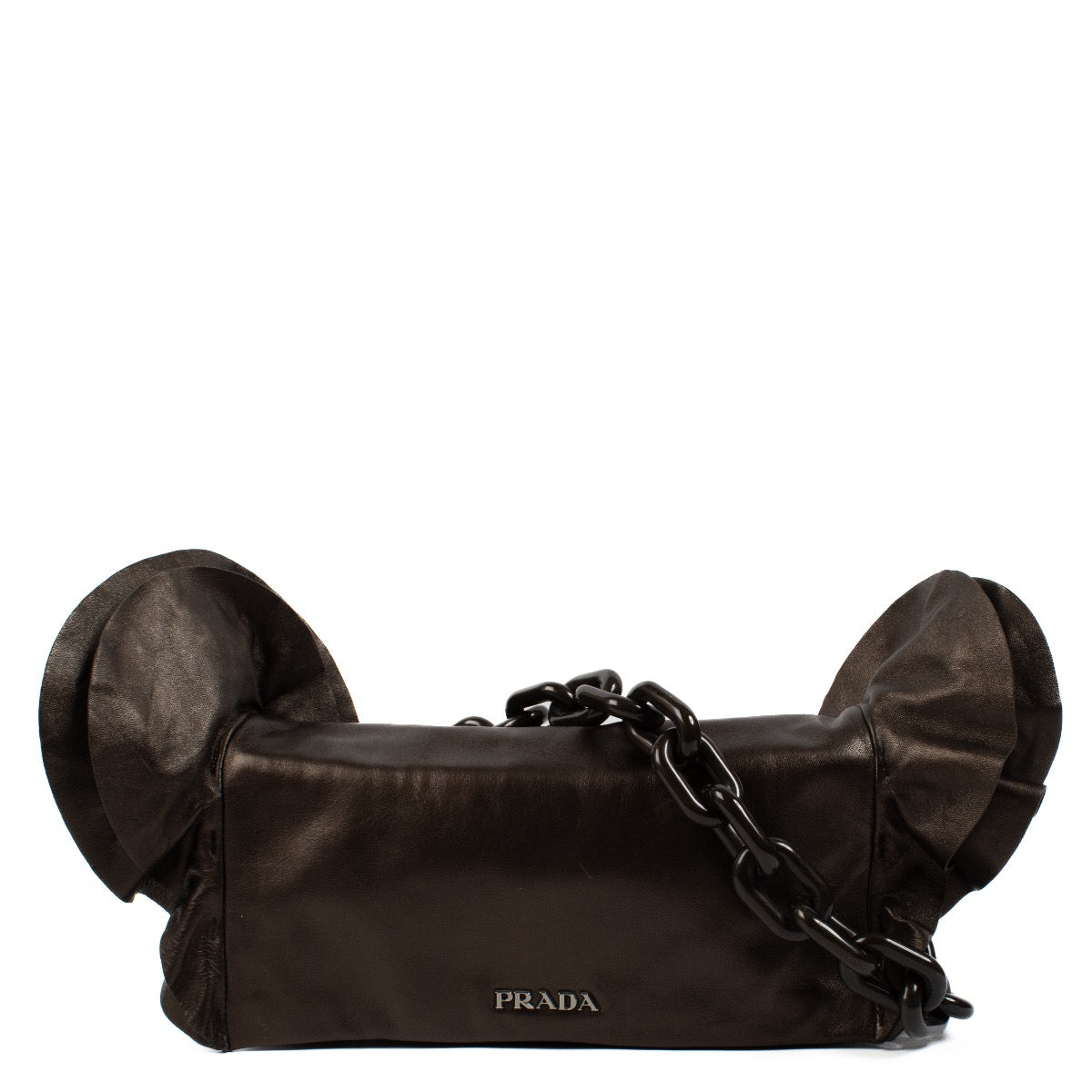 shop 100% authentic second hand Prada Brown Ruched Chain Bag on Labellov.com