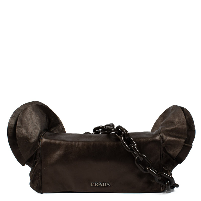 shop 100% authentic second hand Prada Brown Ruched Chain Bag on Labellov.com