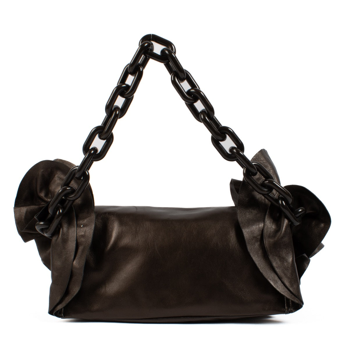 shop 100% authentic second hand Prada Brown Ruched Chain Bag on Labellov.com