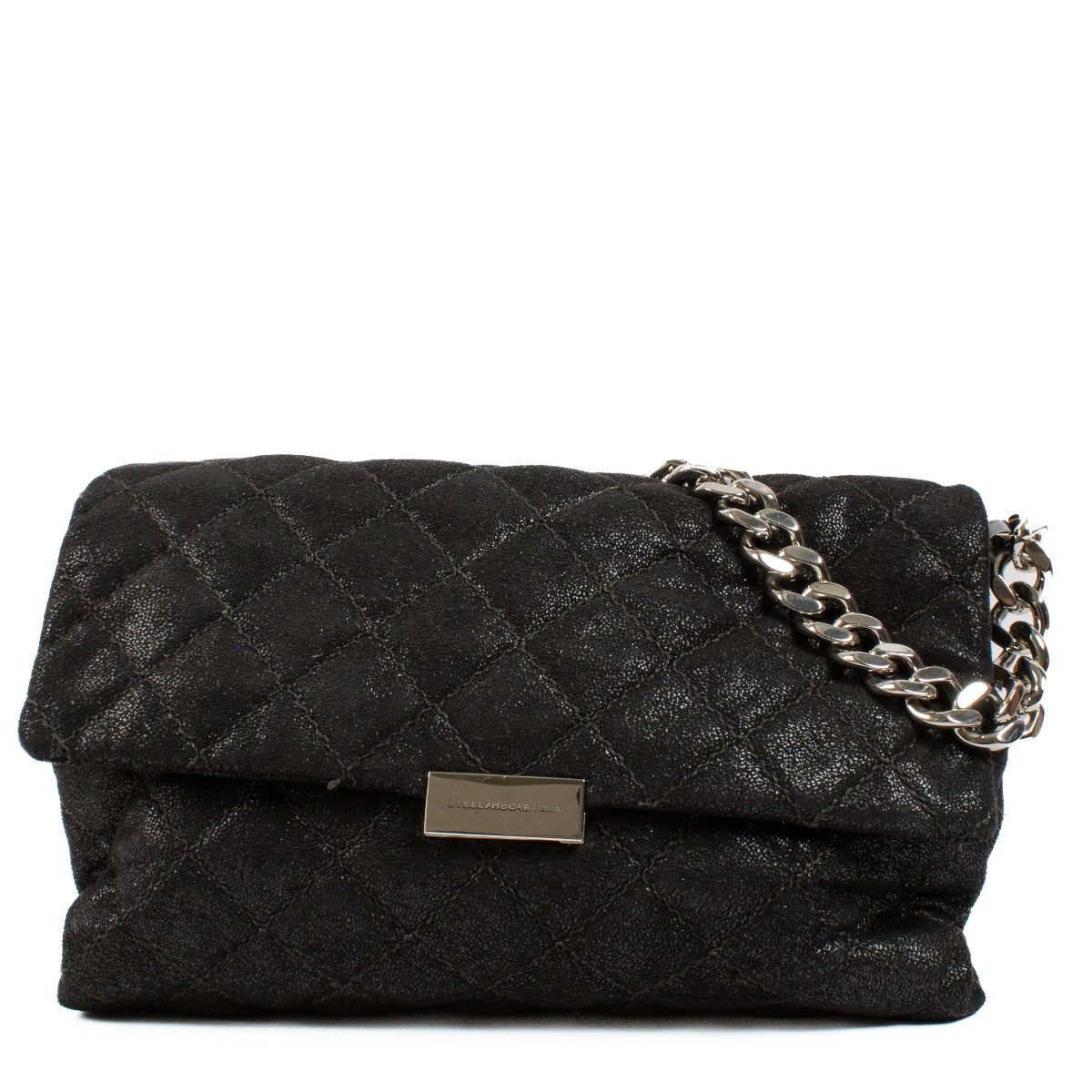 Stella McCartney Black Shaggy Deer Quilted Beckett Bag