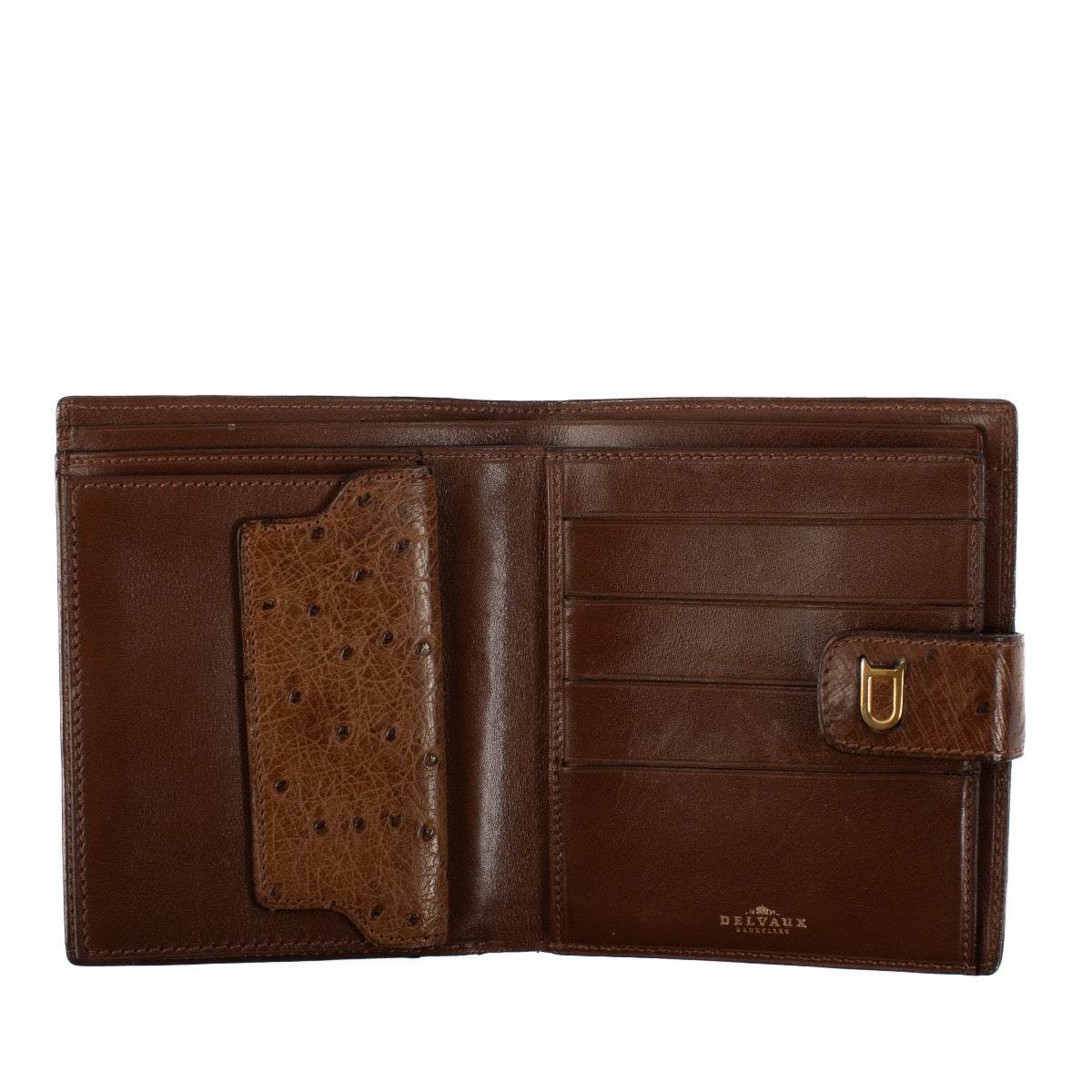 shop 100% authentic second hand Delvaux Brown Ostrich Small Wallet on Labellov.com