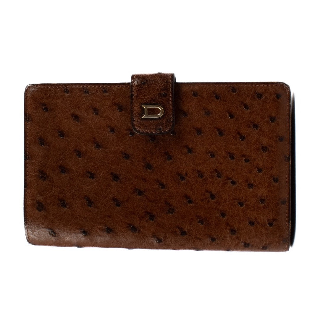Delvaux Brown Ostrich Valeur Wallet