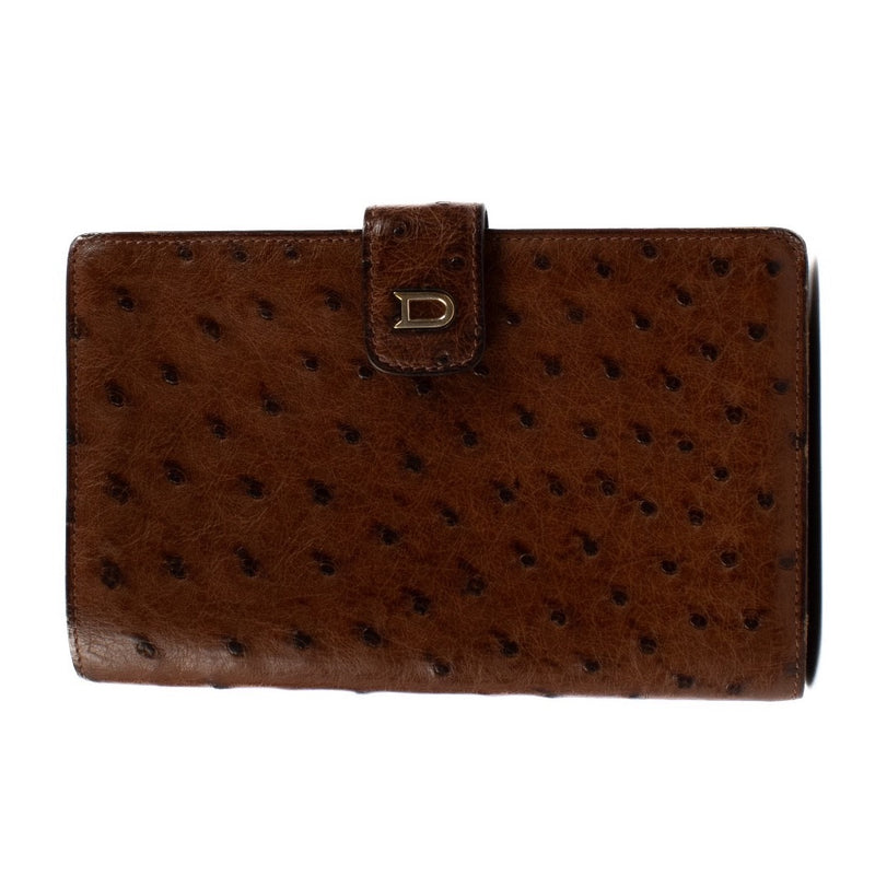 Delvaux Brown Ostrich Valeur Wallet