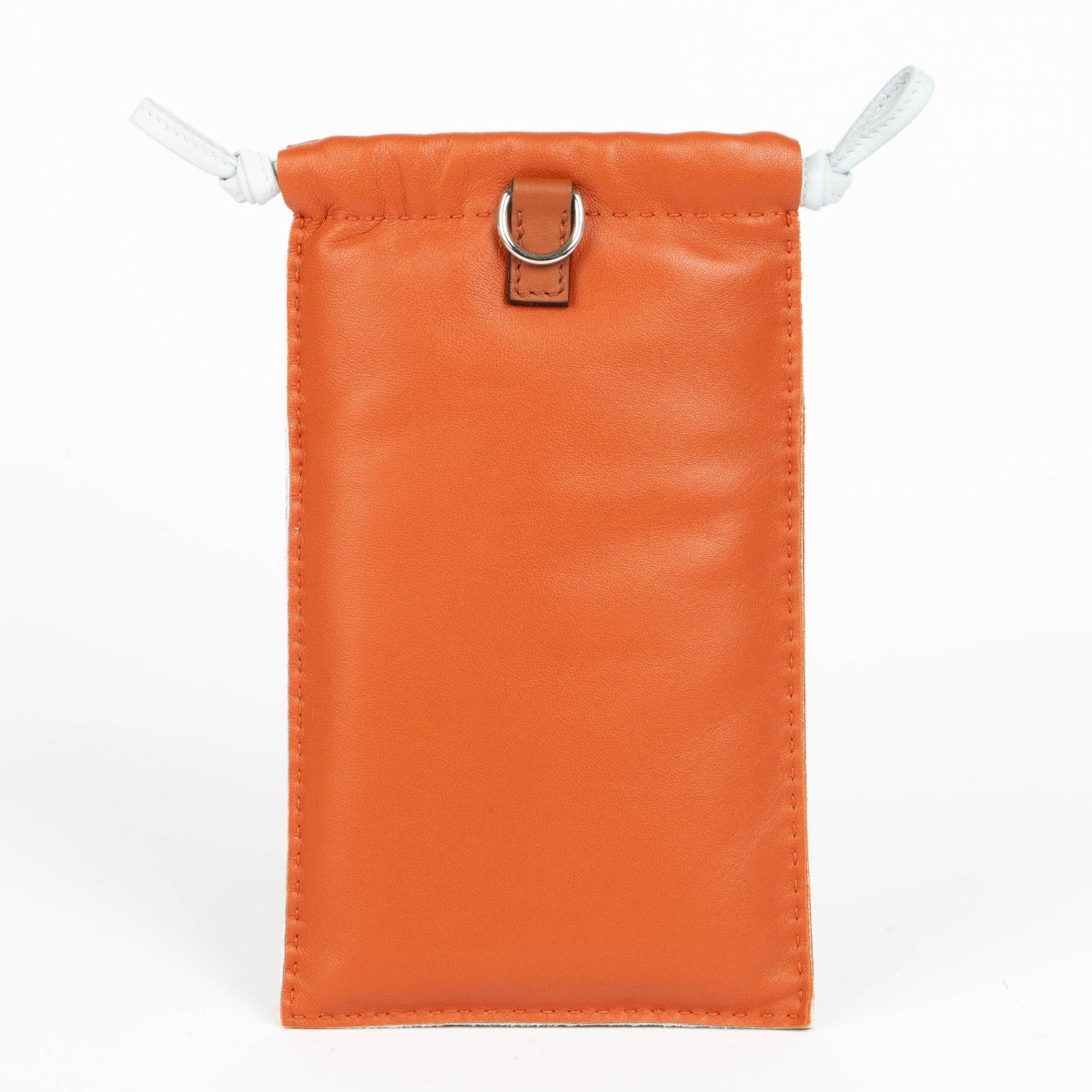 Authentic pre-loved Hermès Cornaline/Bleu Brume Etui Telephone Pilo on Labellov.com