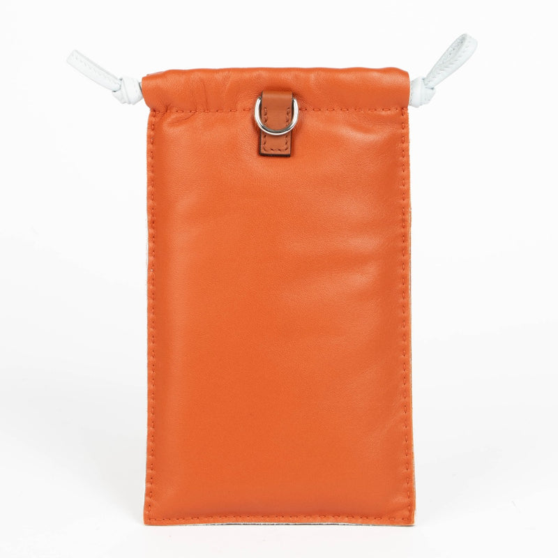 Authentic pre-loved Hermès Cornaline/Bleu Brume Etui Telephone Pilo on Labellov.com