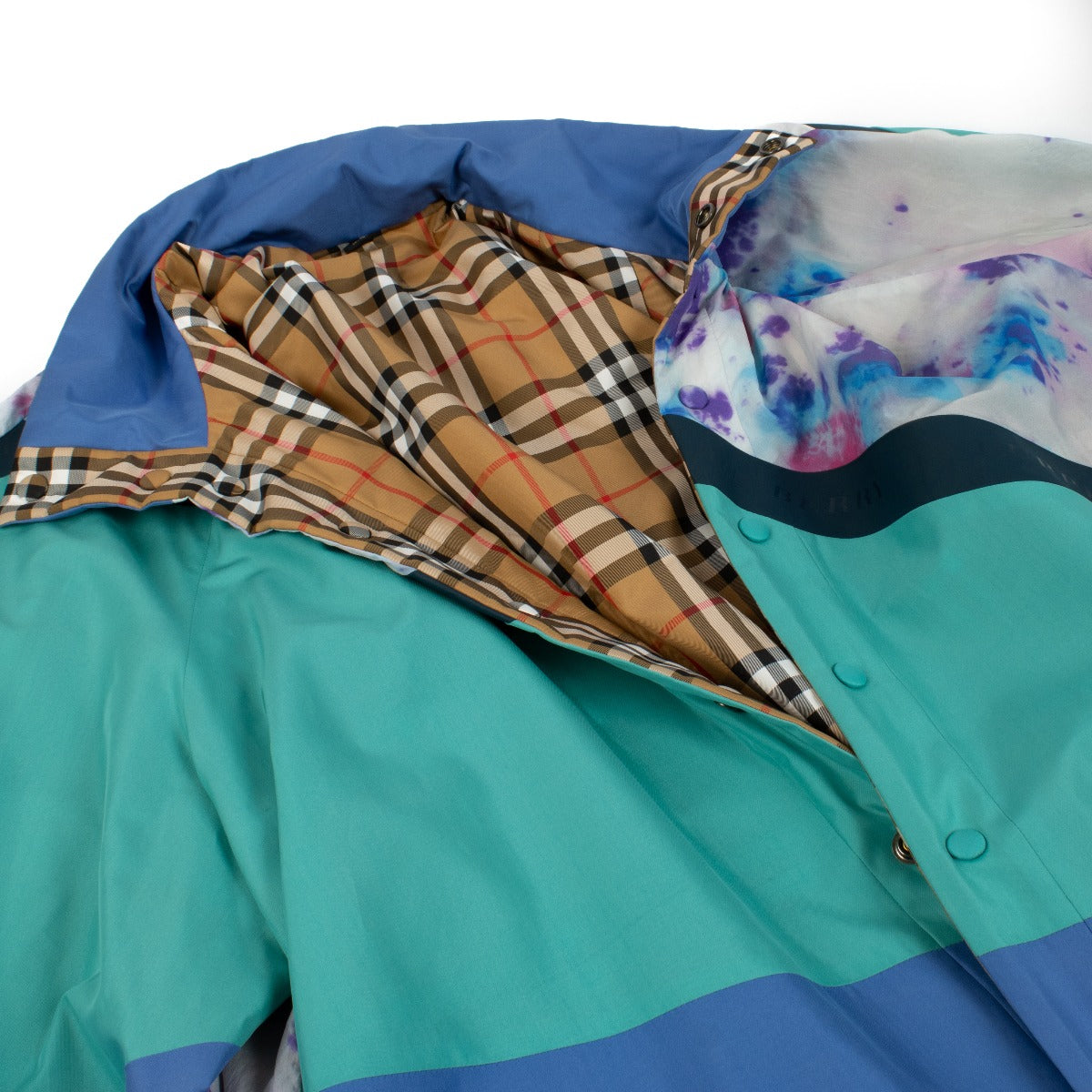 Burberry Fall/Winter 2018 Reversible Check Tie-Dye Shell Jacket - Size XL