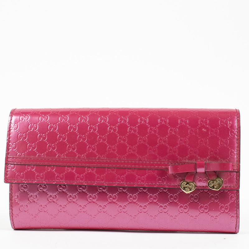 Gucci Pink Patent Leather Microguccissima Wallet