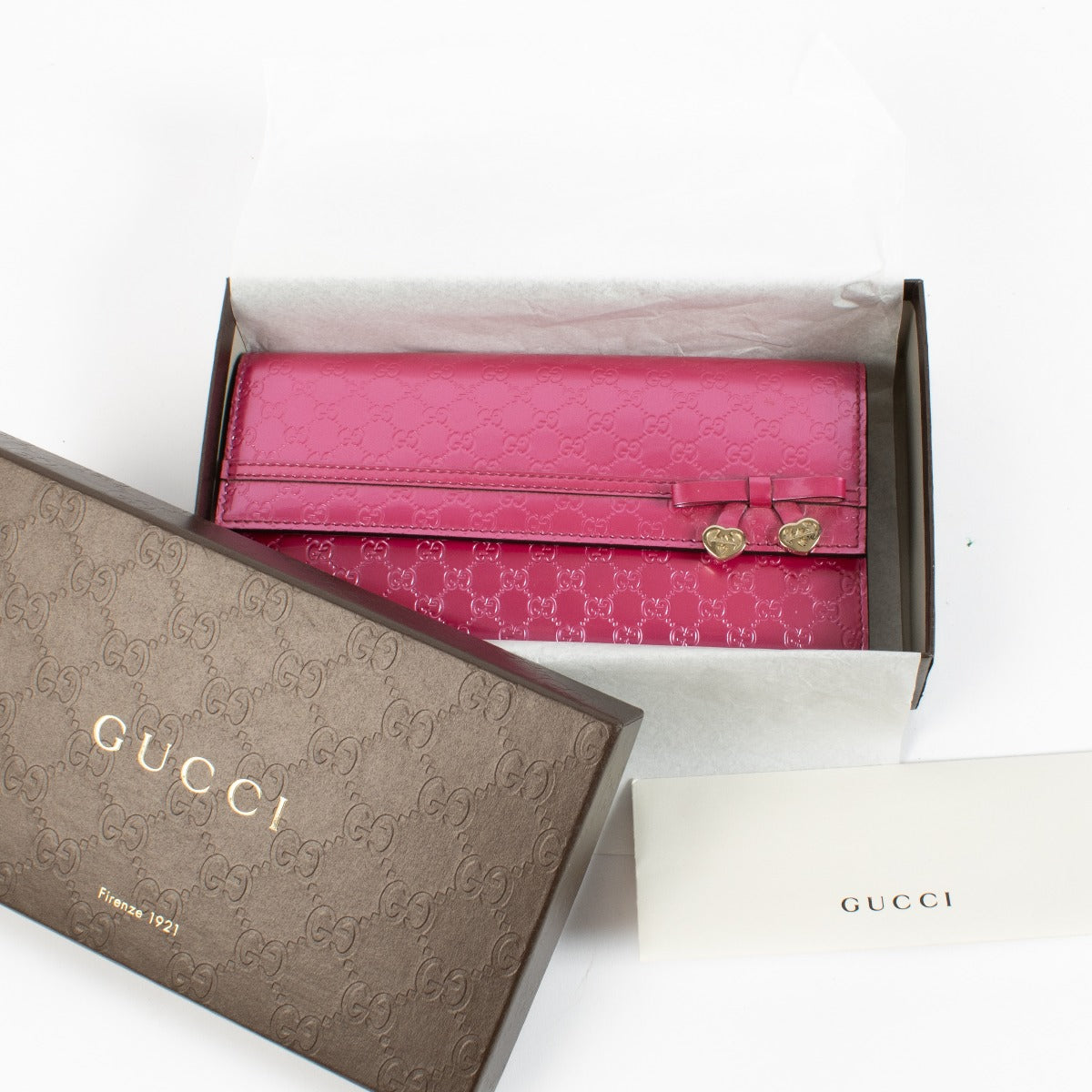 Gucci Pink Patent Leather Microguccissima Wallet