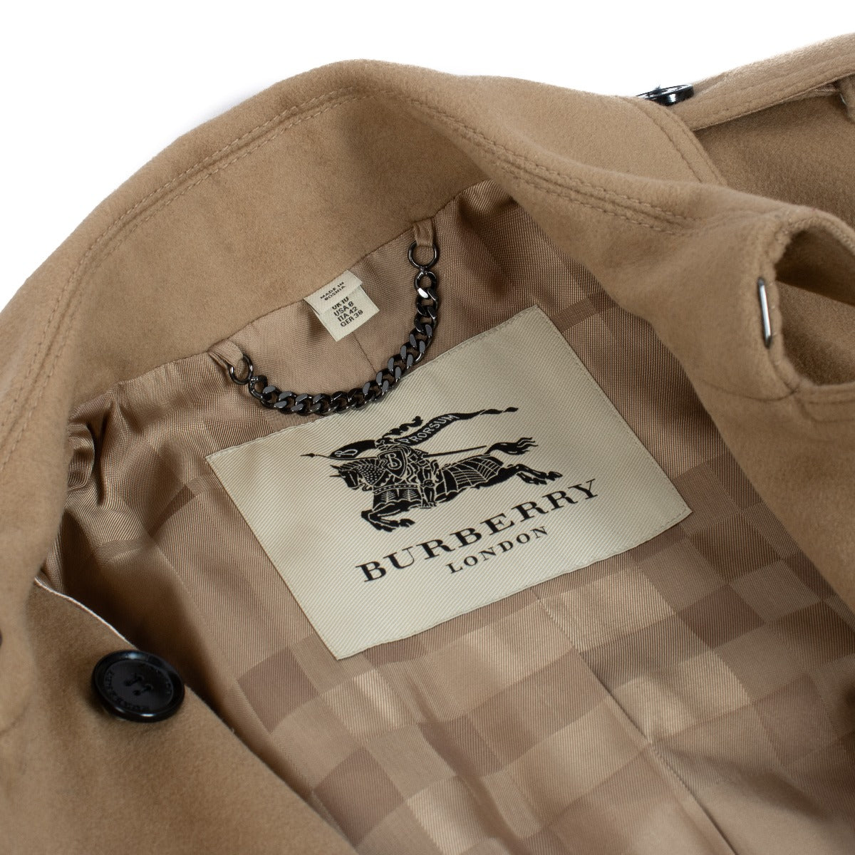 Trench-coat court Burberry en laine/cachemire miel - Taille FR40