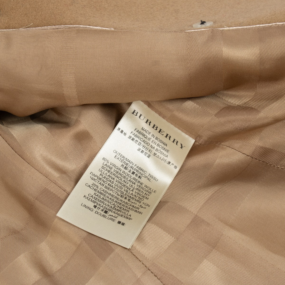 Trench-coat court Burberry en laine/cachemire miel - Taille FR40