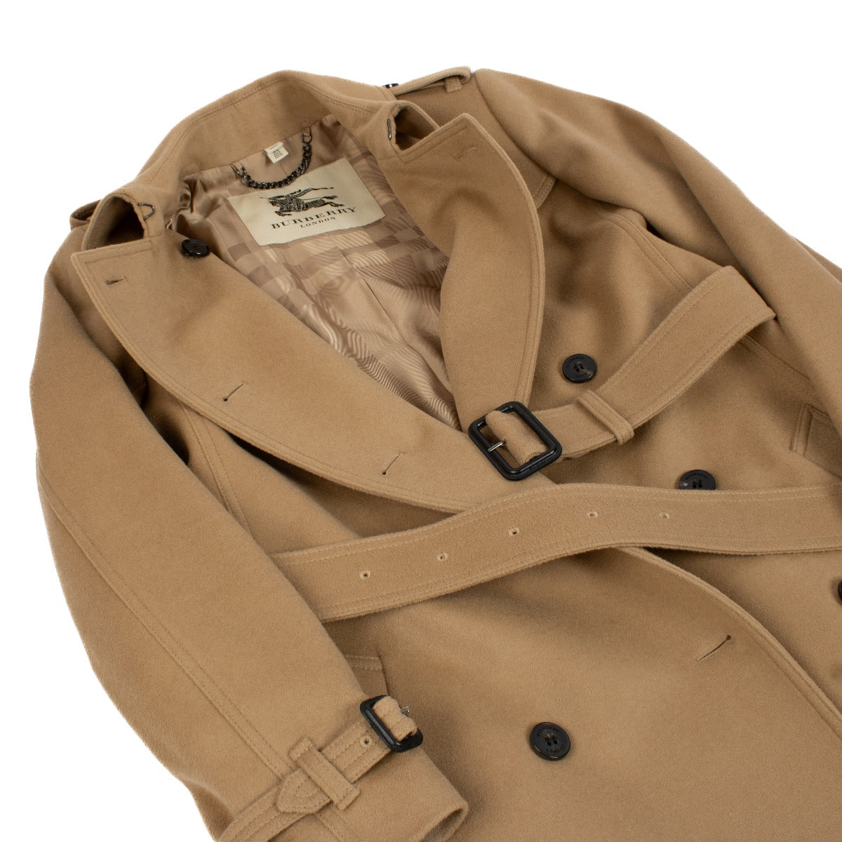 Trench-coat court Burberry en laine/cachemire miel - Taille FR40