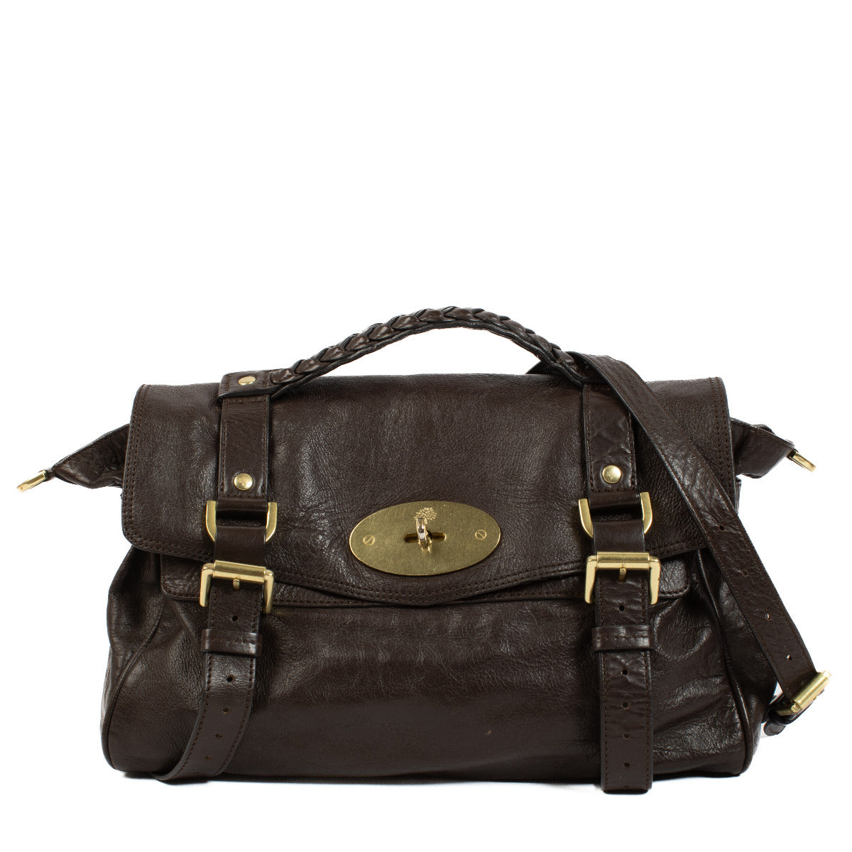 Sac cartable Alexa en cuir marron Mulberry