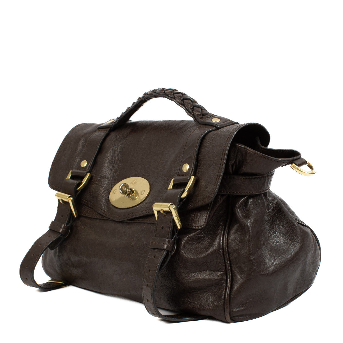 Sac cartable Alexa en cuir marron Mulberry