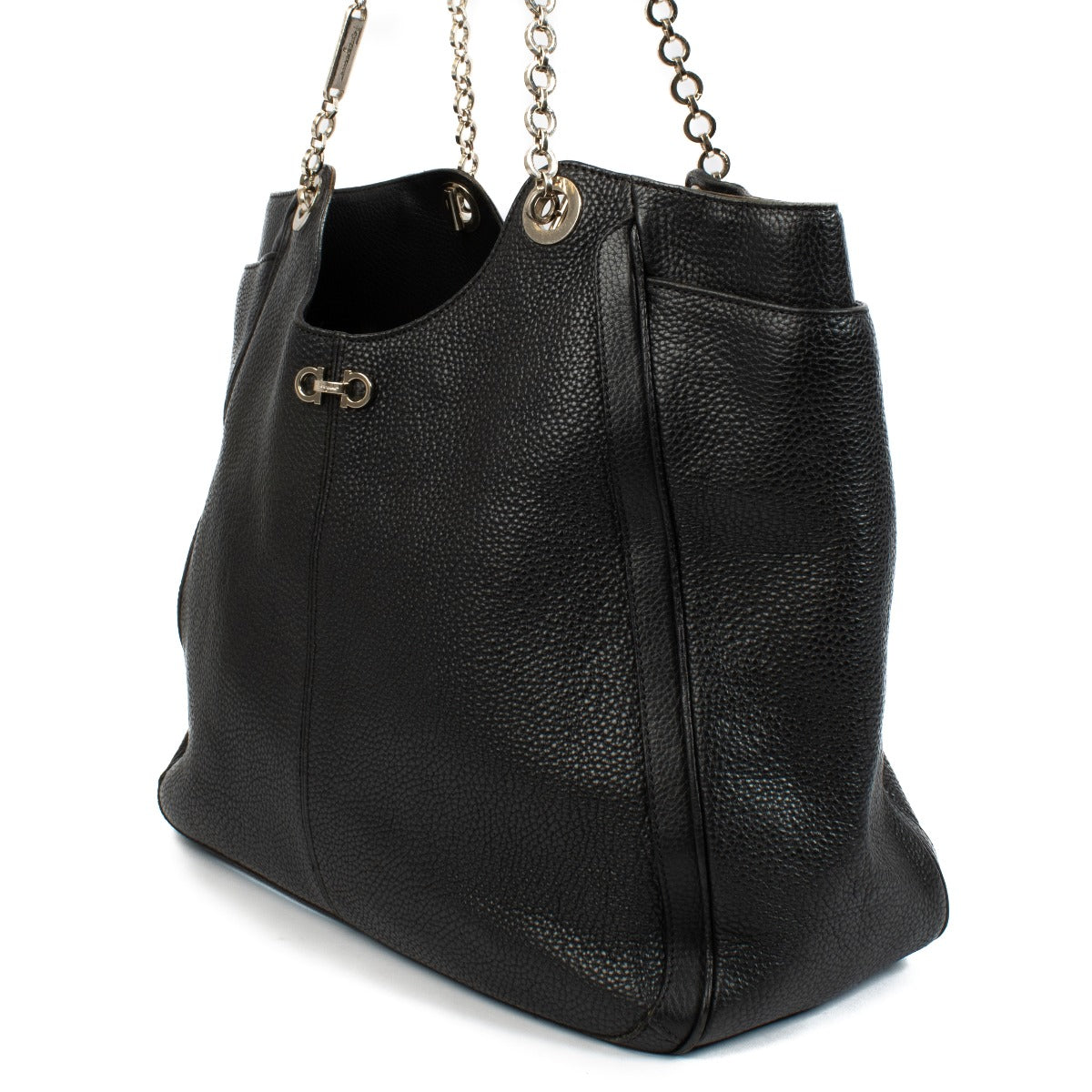Ferragamo Black Leather Betulla Tote Bag