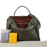 Fendi Green Leather Large Peekaboo Bag