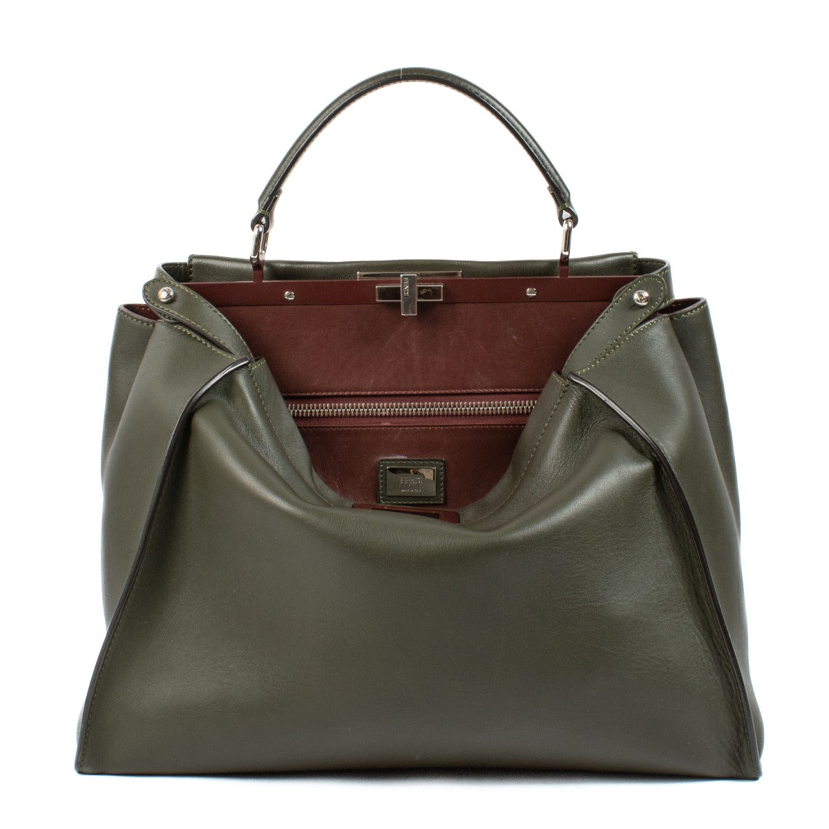 Fendi Green Leather Large Peekaboo Bag