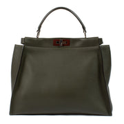 Fendi Green Leather Large Peekaboo Bag