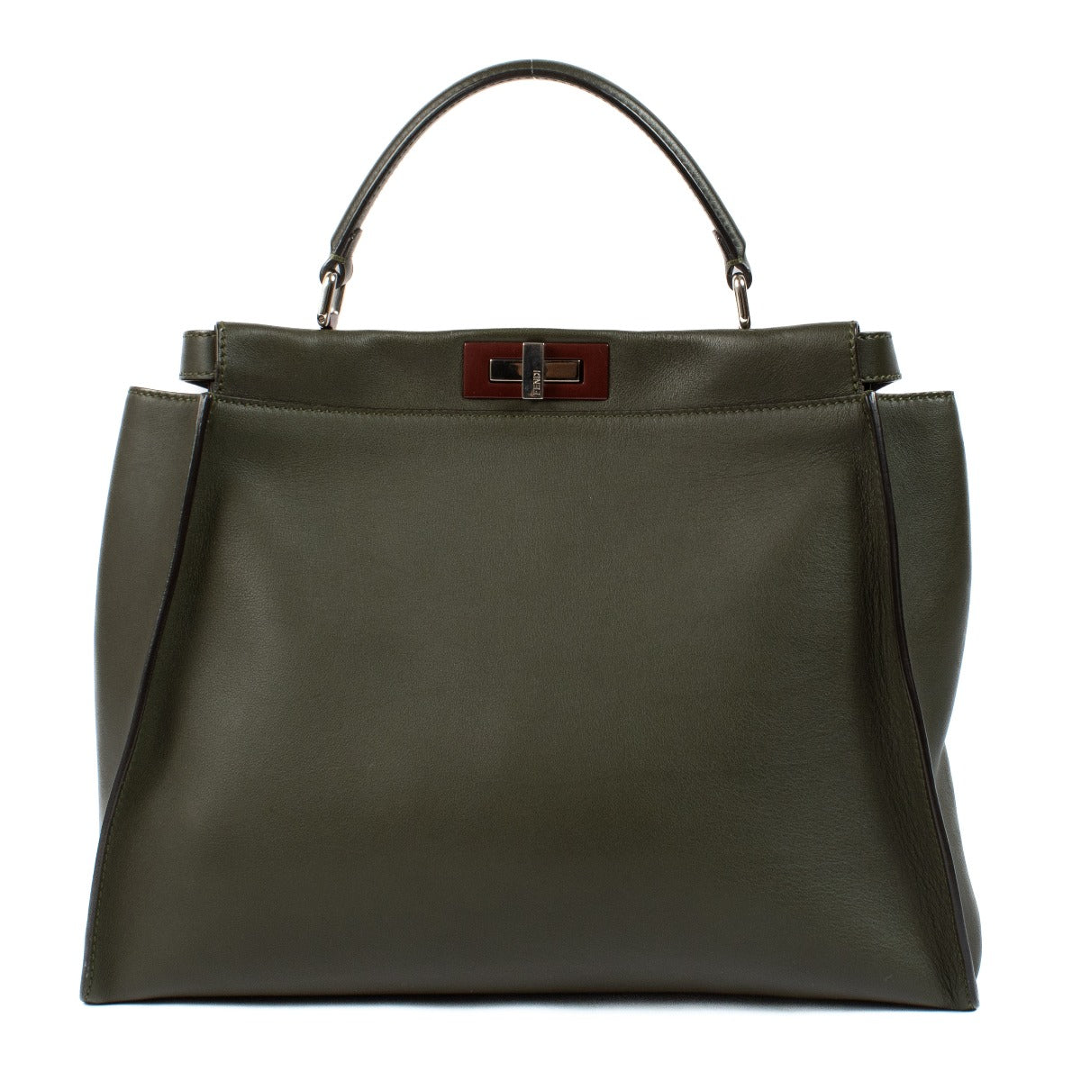 Fendi Green Leather Large Peekaboo Bag