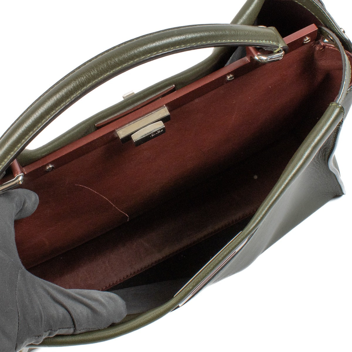 Fendi Green Leather Large Peekaboo Bag