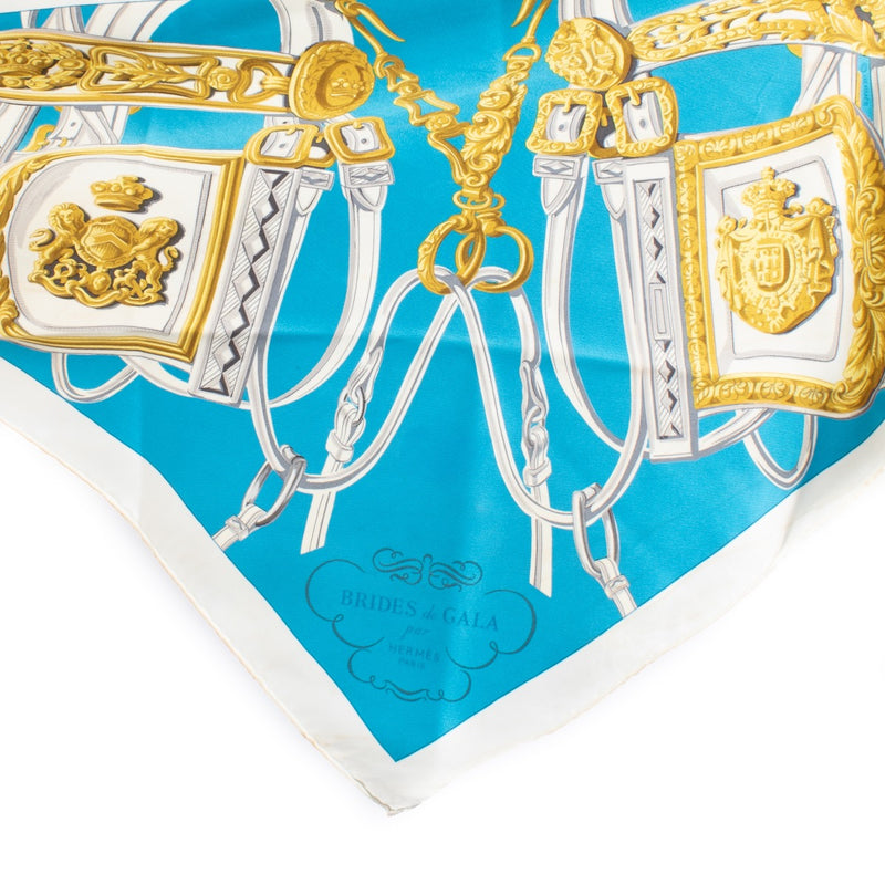 Authentic second hand Hermès Blue Brides De Gala Triangle Scarf on Labellov.com