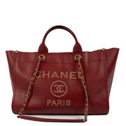 Chanel Burgundy Caviar Deauville Large Tote Bag