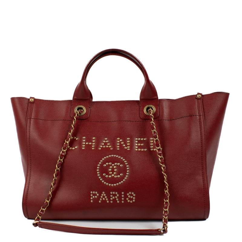 Chanel Burgundy Caviar Deauville Large Tote Bag