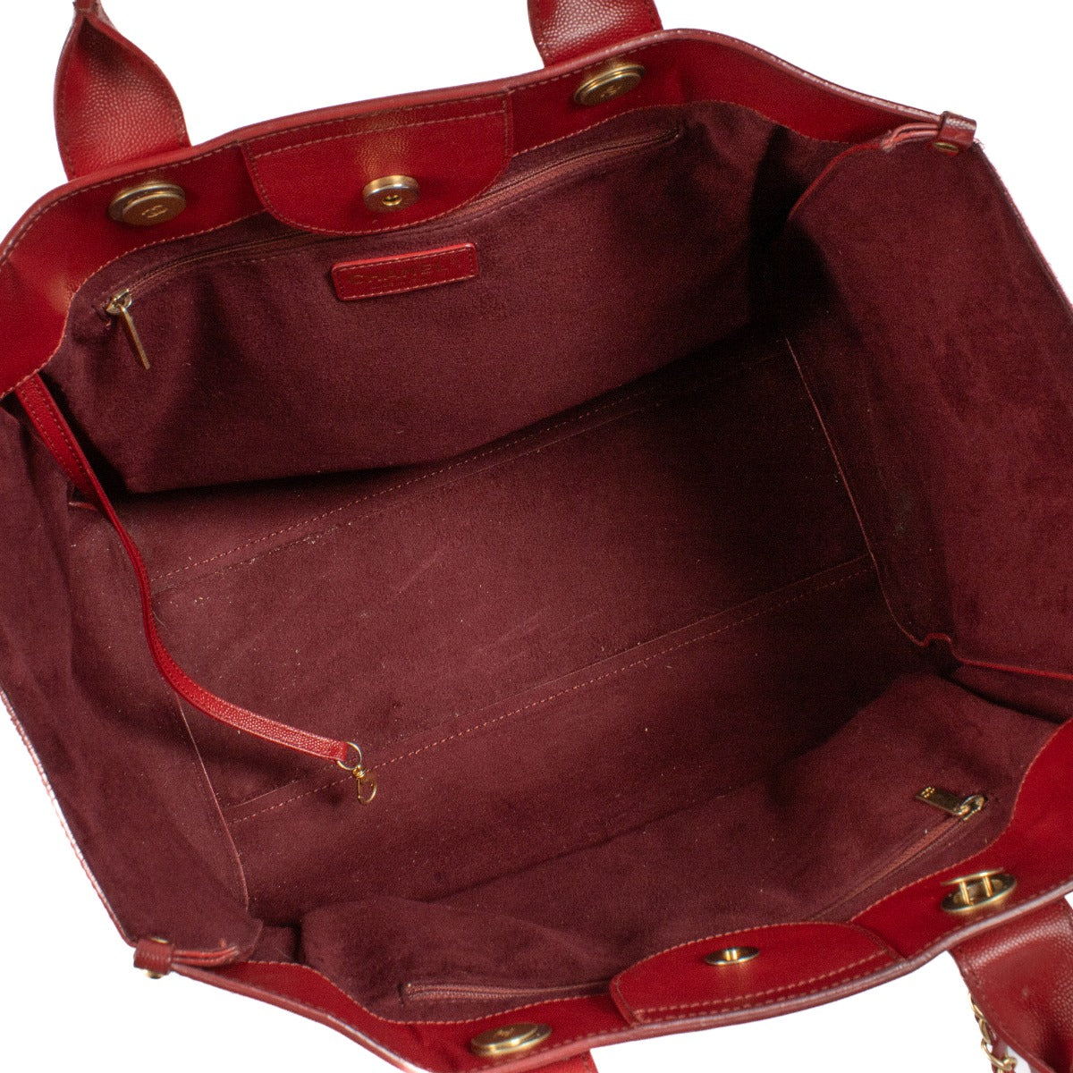 Chanel Burgundy Caviar Studded Deauville