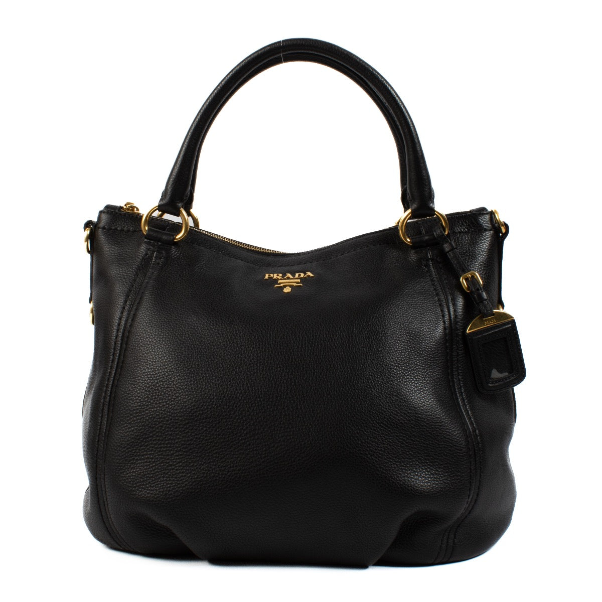 Shop safe online at Labellov in Antwerp, Brussel and Knokke this 100% authentic second hand Prada Black Leather Shoulder Bag. Veilig online tweedehands authentieke Prada Black Leather Shoulder handtas kopen bij Labellov.