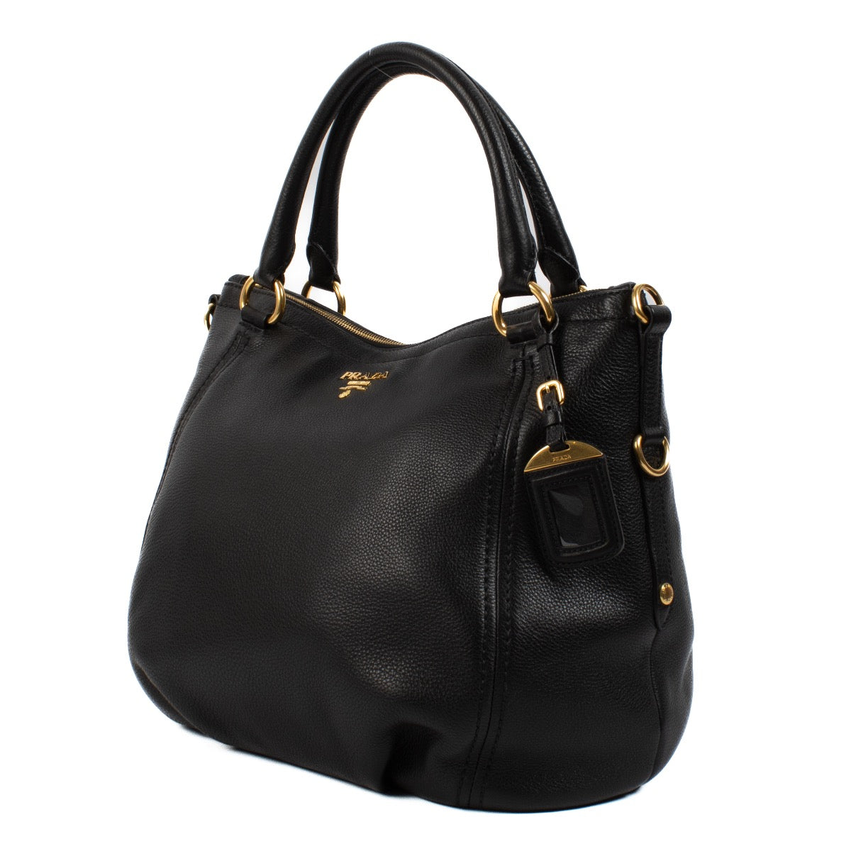 Shop safe online at Labellov in Antwerp, Brussel and Knokke this 100% authentic second hand Prada Black Leather Shoulder Bag. Veilig online tweedehands authentieke Prada Black Leather Shoulder handtas kopen bij Labellov.