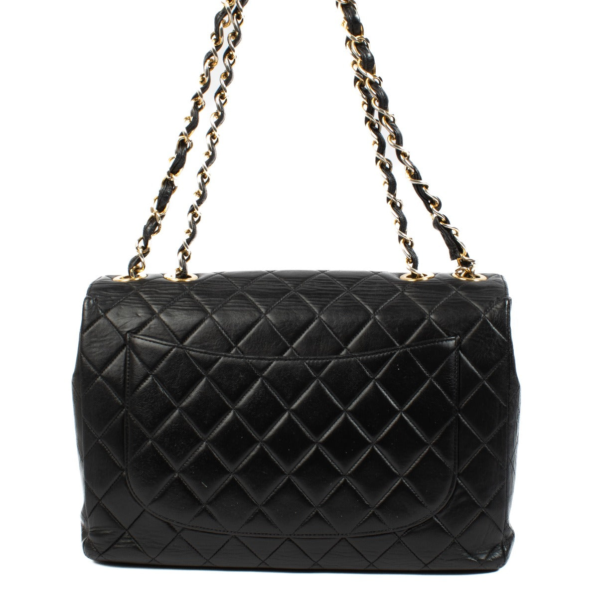 authentic pre loved Chanel Vintage Black Lambskin Large Classic Flap Bag on Labellov.com