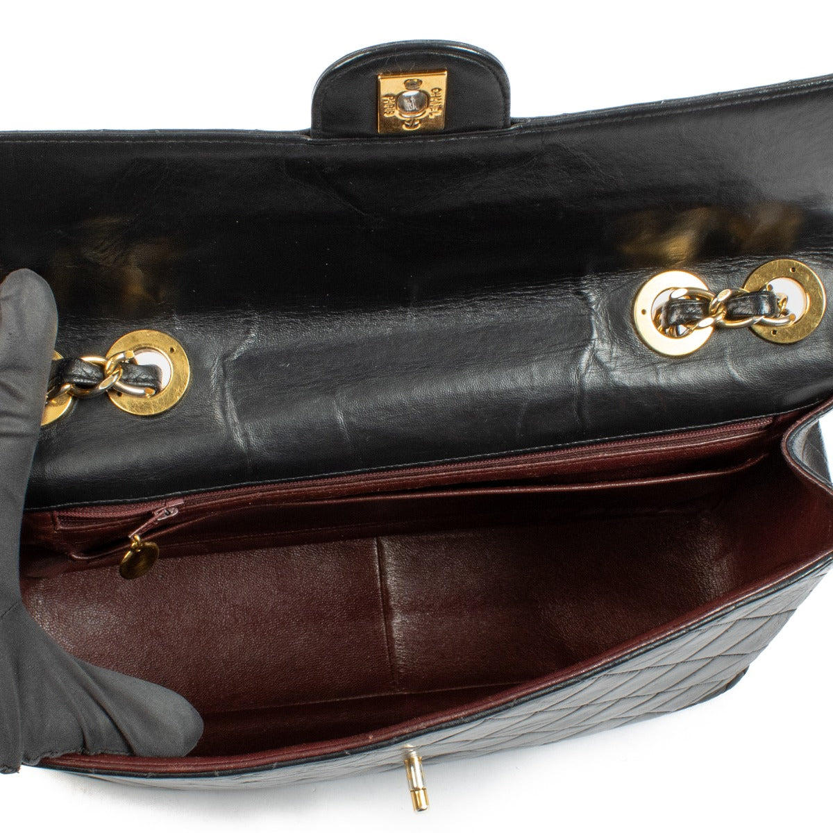 authentic pre loved Chanel Vintage Black Lambskin Large Classic Flap Bag on Labellov.com