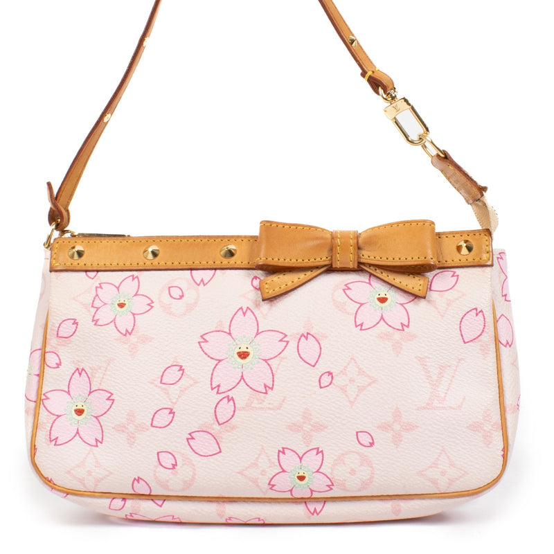 100% authentic pre loved Louis Vuitton Pink Cherry Blossom Murakami Pochette on Labellov.com
