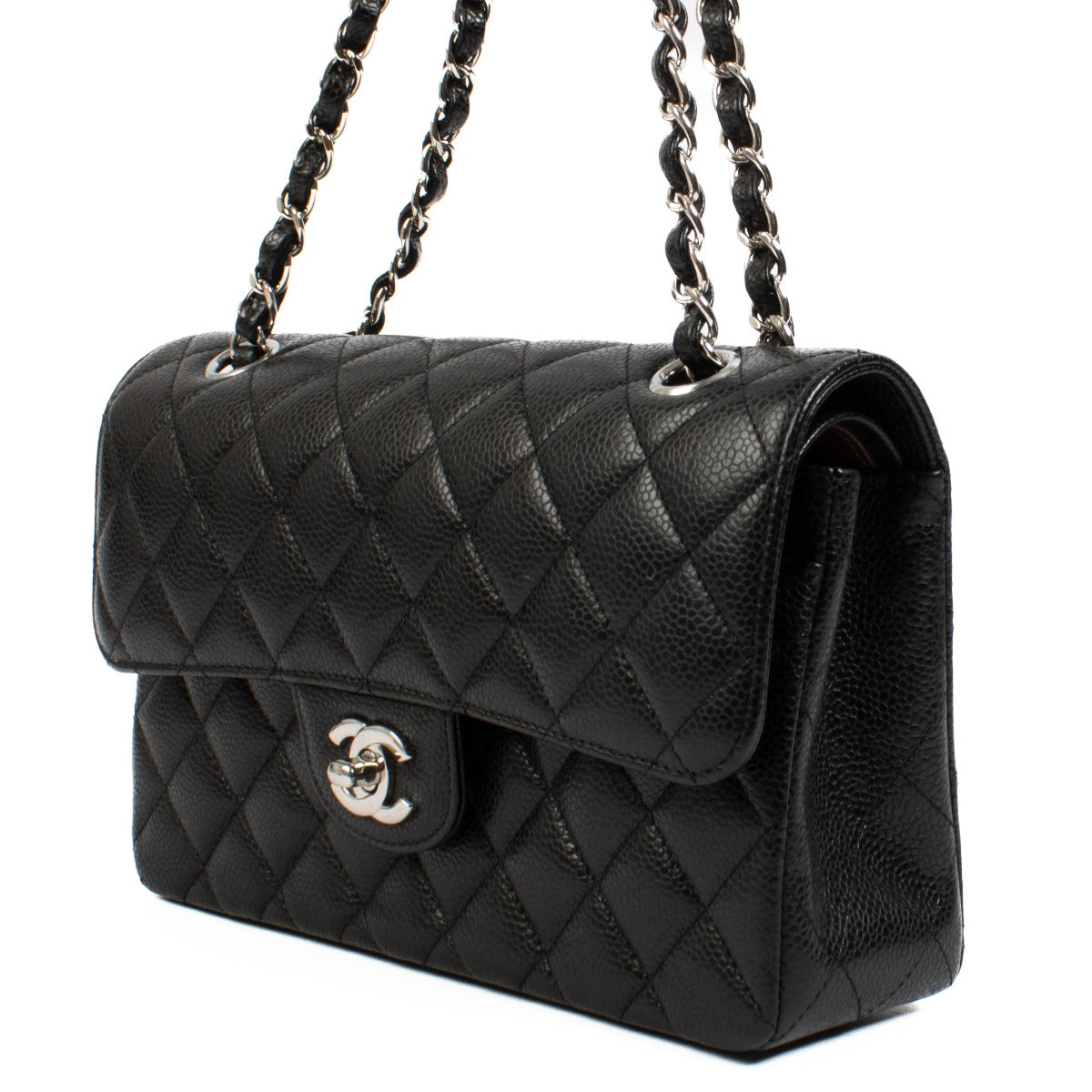 Chanel Zwarte Caviar Kleine Klassieke Handtas