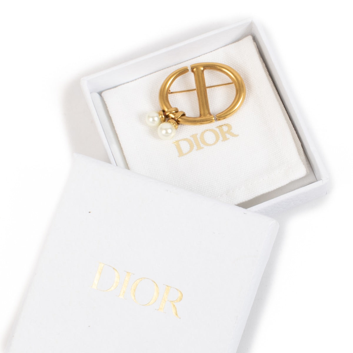 Dior Gold CD Navy Brooch