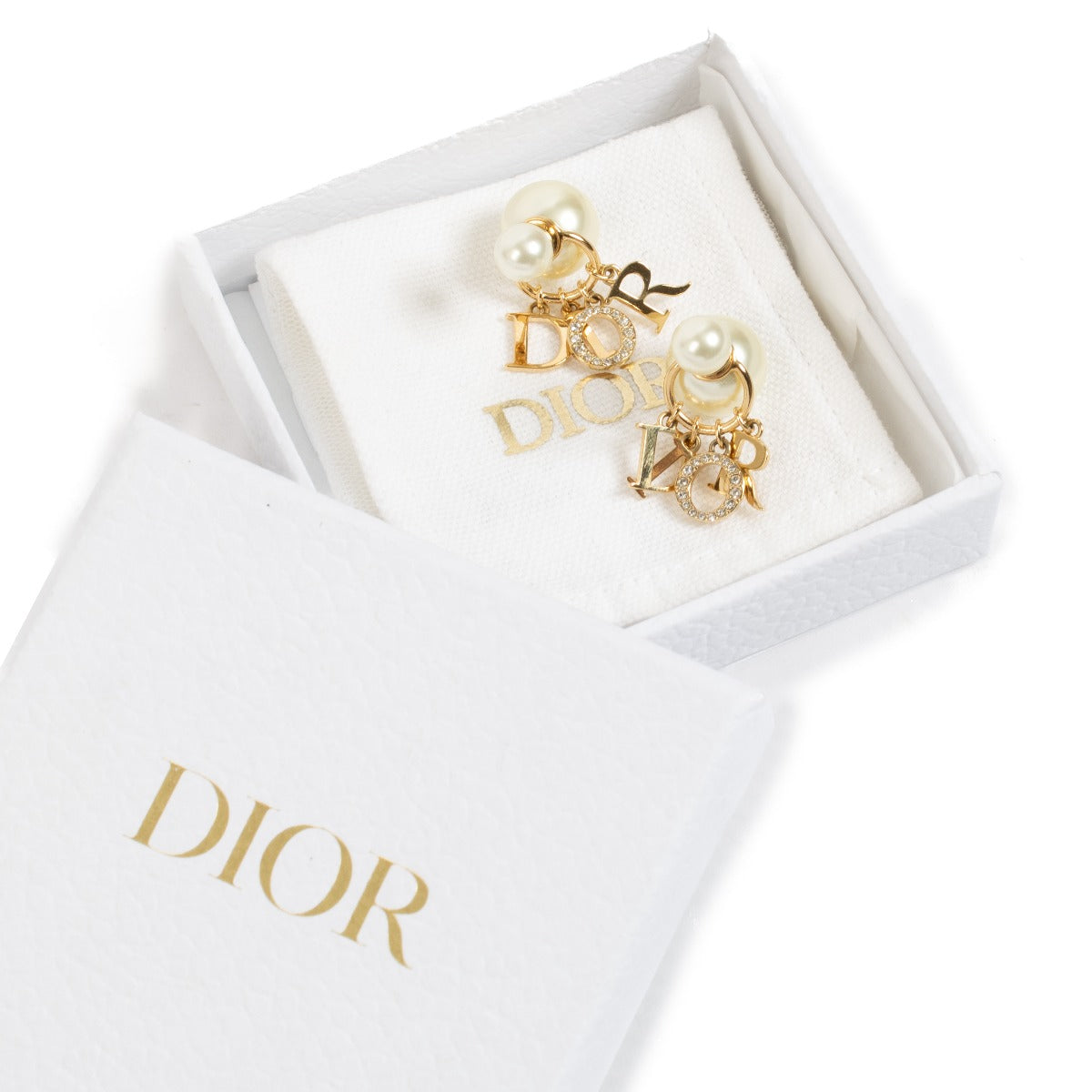 Dior Resin Pearls Crystals Tribales Earrings