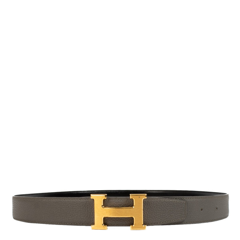 Hermès Gris Etain/Black Reversible H Belt