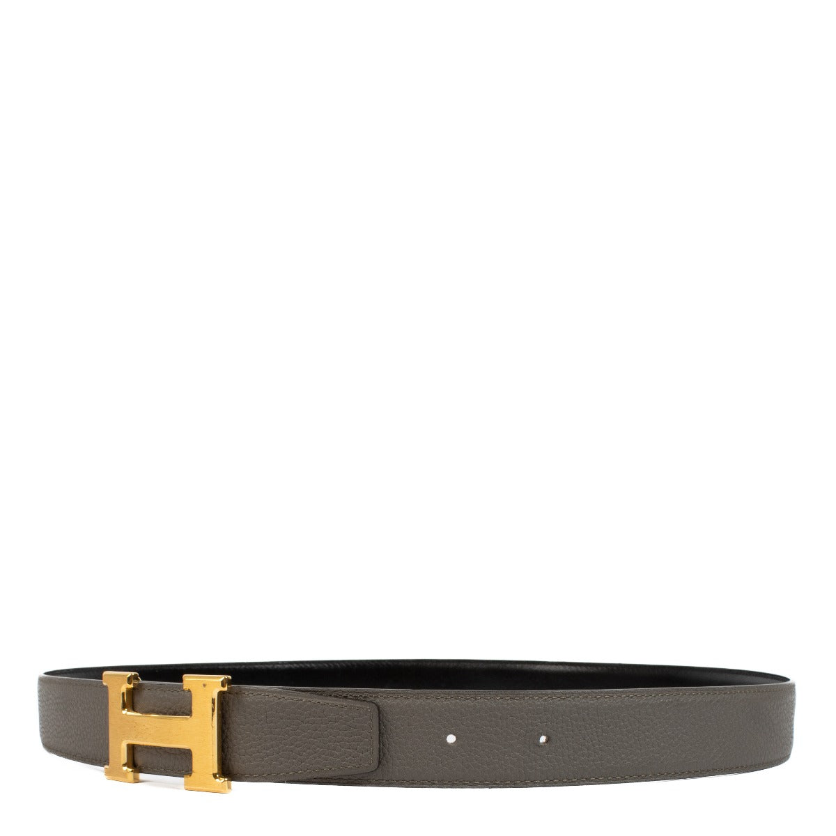 Hermès Gris Etain/Black Reversible H Belt - Size 95