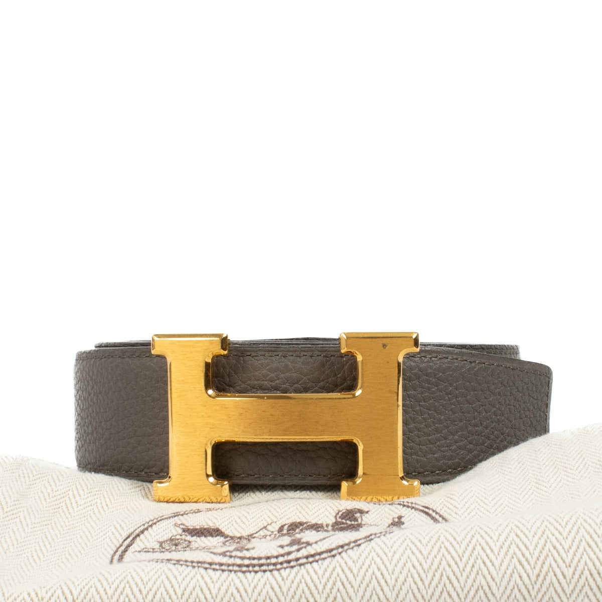 Hermès Gris Etain/Black Reversible H Belt - Size 95