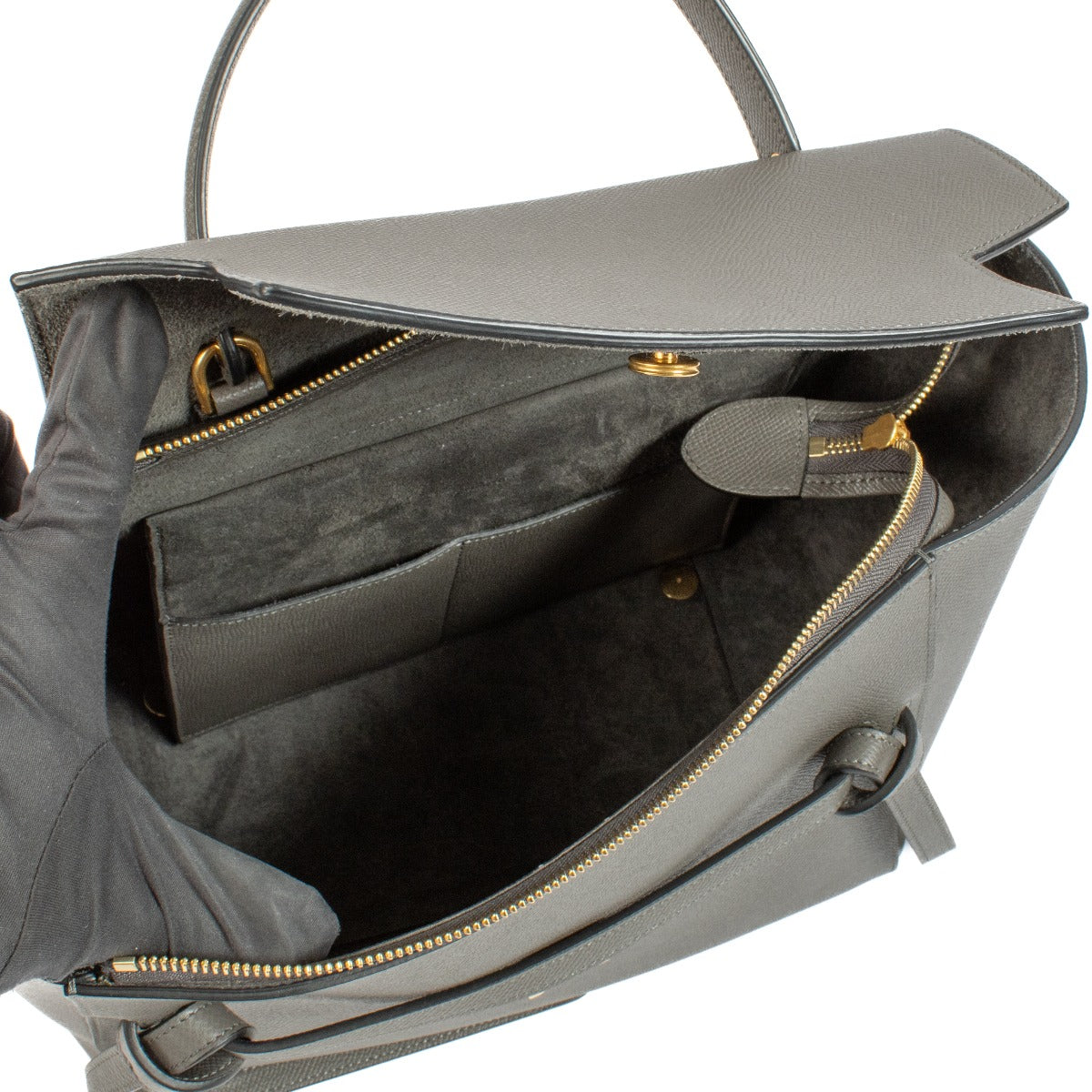 Celine Sac Ceinture Mini en Cuir Grainé Gris