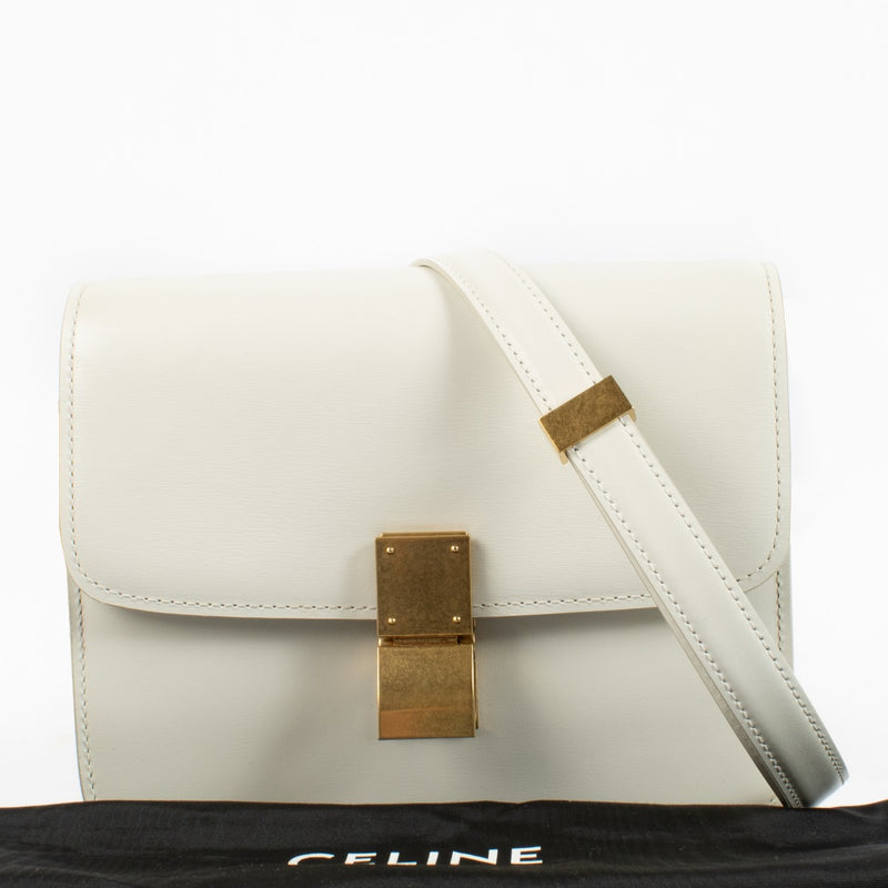 Celine White Shiny Calfskin Teen Classic Box Bag