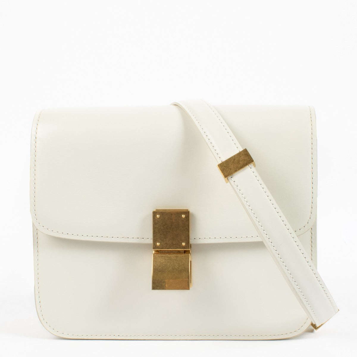 Celine White Shiny Calfskin Teen Classic Box Bag