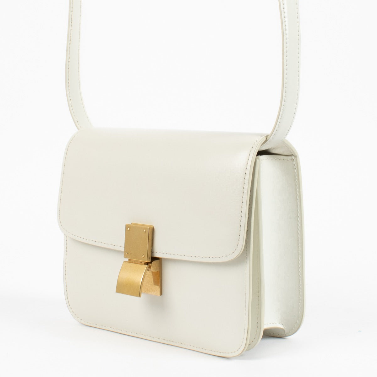 Celine Witte Glanzende Kalfsleren Teen Classic Tas