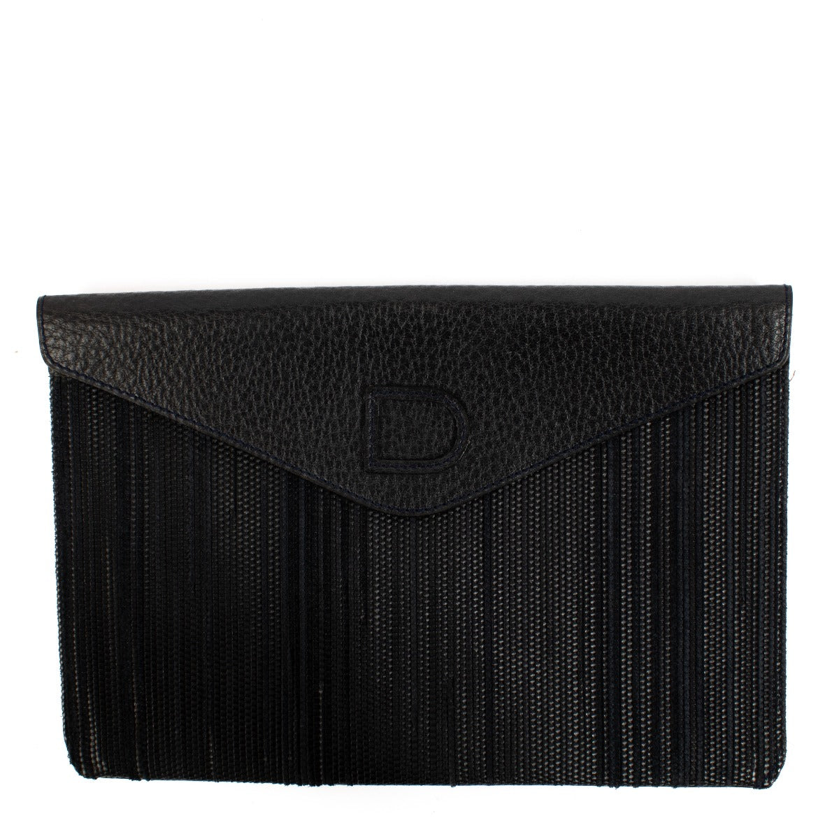 authentic pre loved Delvaux Navy Blue Toile de Cuire pochette on Labellov.com