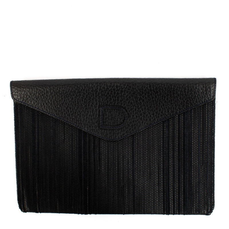 authentic pre loved Delvaux Navy Blue Toile de Cuire pochette on Labellov.com