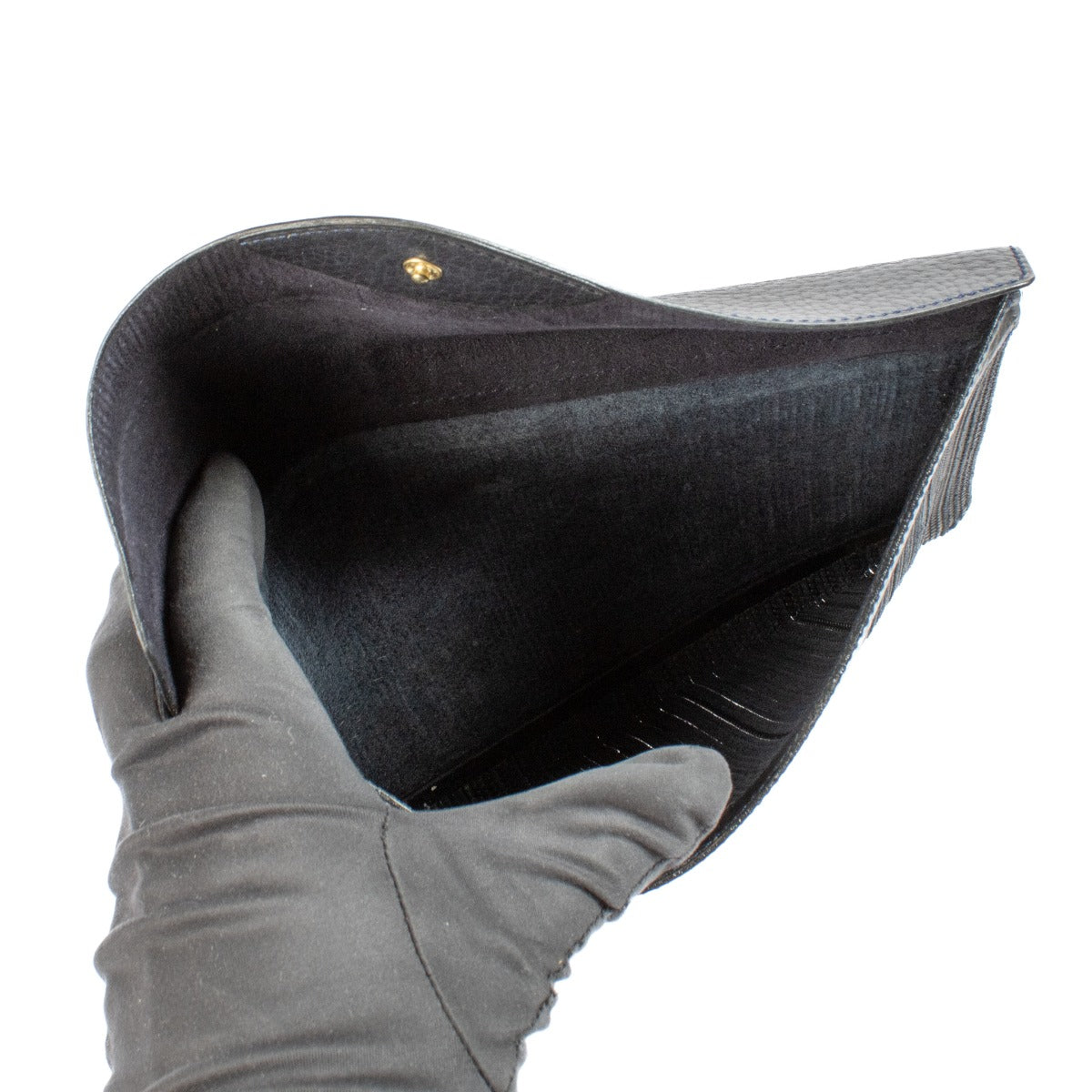authentic pre loved Delvaux Navy Blue Toile de Cuire pochette on Labellov.com