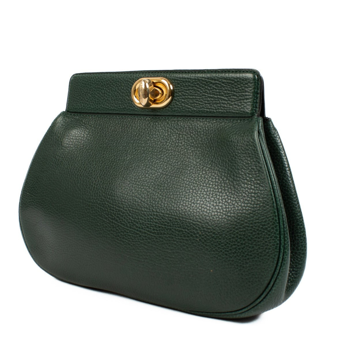 authentic pre loved Delvaux Green Turnlock Clutch on Labellov.com