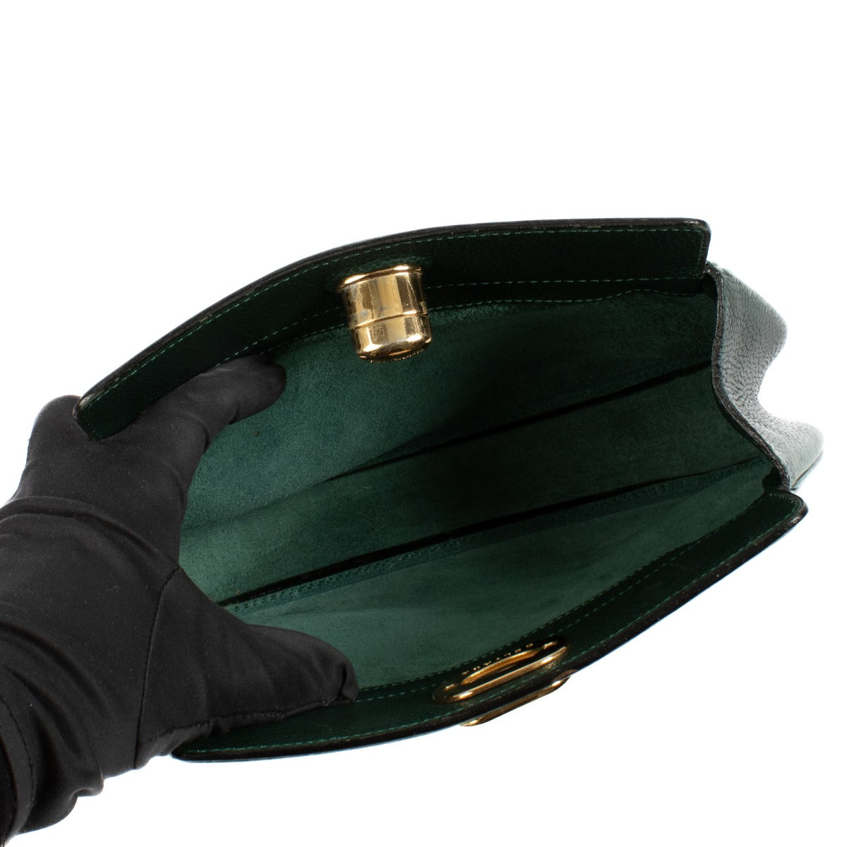 authentic pre loved Delvaux Green Turnlock Clutch on Labellov.com