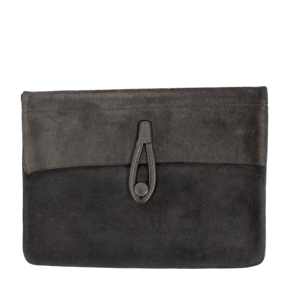 authentic Delvaux Grey Suede Clutch on Labellov.com