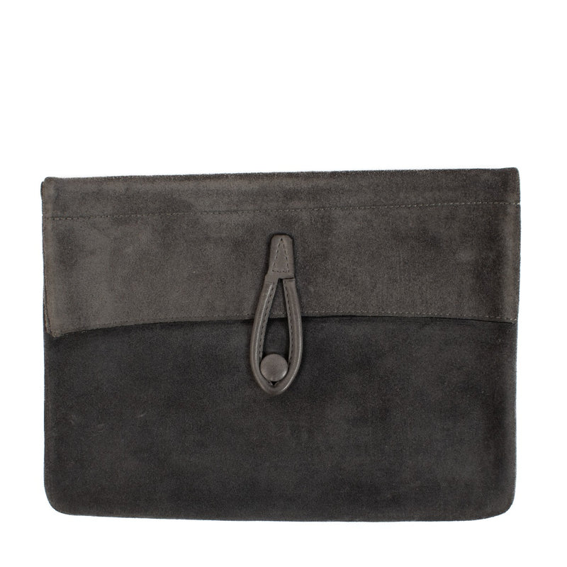 authentic Delvaux Grey Suede Clutch on Labellov.com